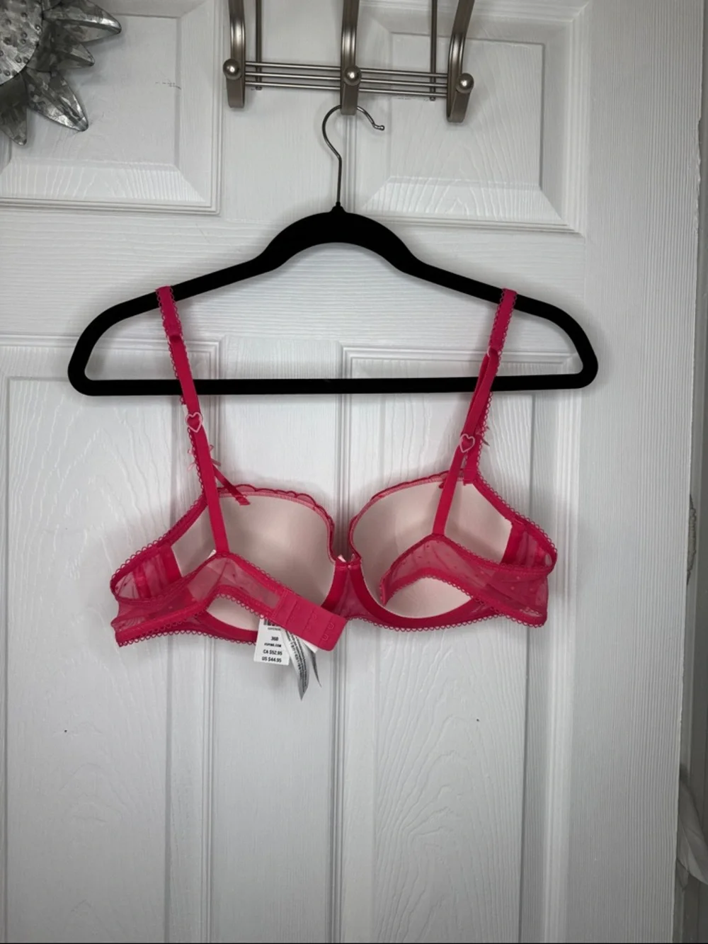Victoria's Secret Hot Pink Heart Lace Balconette Bra NWT Sz 36B - Picture 3 of 7